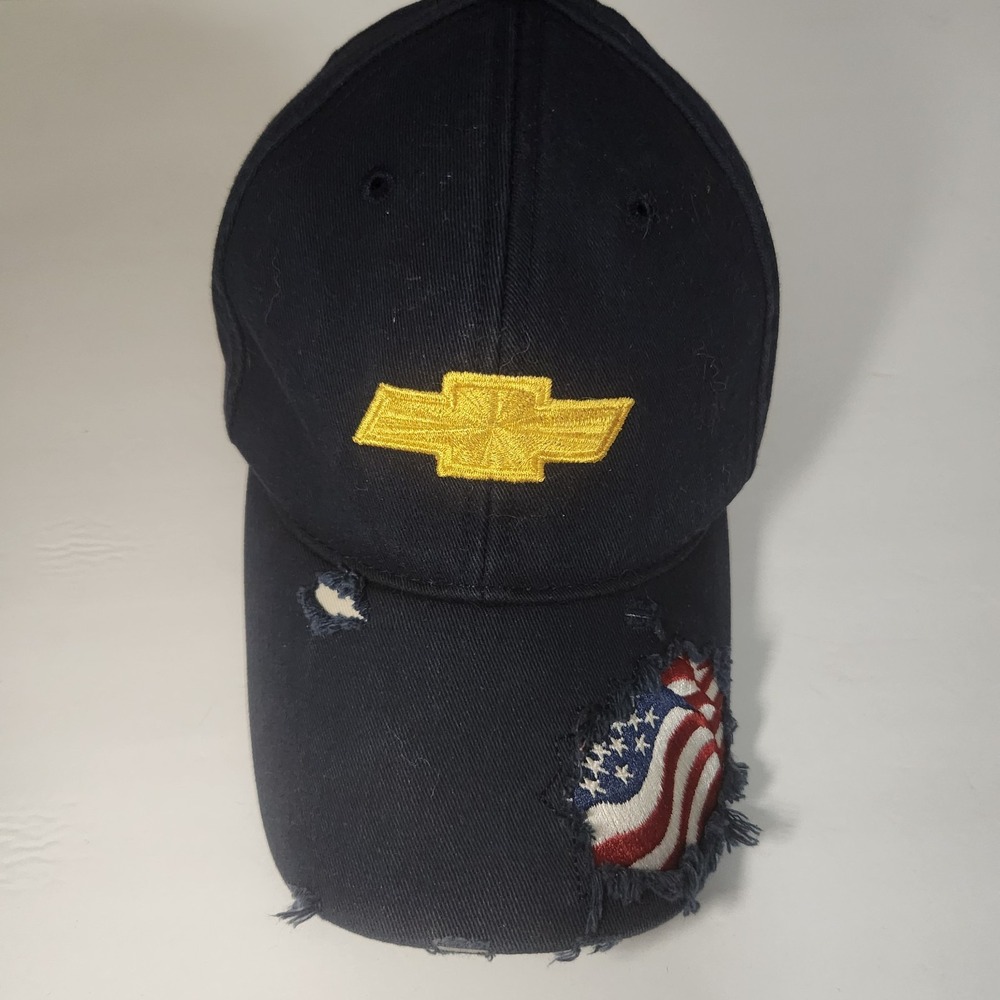 Chevy Trucking American Flag Cabelas Hat USA General Motors Paramount Distressed - Picture 2 of 9